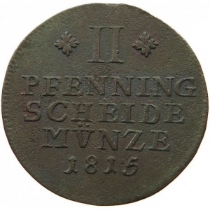 Реверс монеты Брауншвейг-Вольфенбюттель, 2 пфеннига, 1814-1815