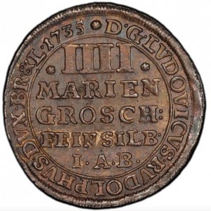 Реверс монеты Брауншвейг-Вольфенбюттель, 4 мариенгроша, 1731-1735