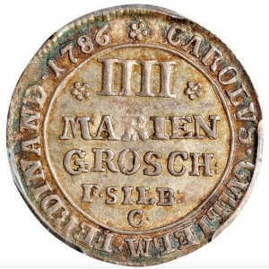 Реверс монеты Брауншвейг-Вольфенбюттель, 4 мариенгроша, 1781-1786