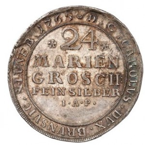 Реверс монеты Брауншвейг-Вольфенбюттель, 24 мариенгроша, 1736-1780, Лошадь на аверсе