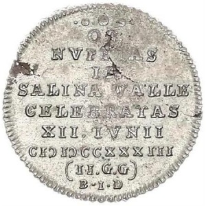Реверс монеты Брауншвейг-Вольфенбюттель, 2 гроша, 1733, Брак Елизаветы Кристины и Фридриха II Прусского