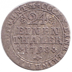 Реверс монеты Брауншвейг-Вольфенбюттель, 1/24 талера, 1780-1802