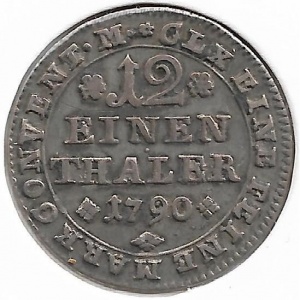 Реверс монеты Брауншвейг-Вольфенбюттель, ¹⁄₁₂ талера, 1780-1806
