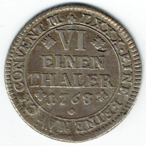 Реверс монеты Брауншвейг-Вольфенбюттель, ⅙ талера, 1764-1780