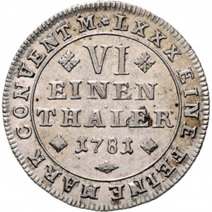Реверс монеты Брауншвейг-Вольфенбюттель, ⅙ талера, 1780-1804