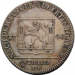 Реверс монеты Брауншвейг-Вольфенбюттель, ¼ талера, 1748