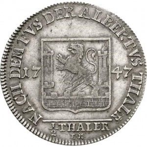 Реверс монеты Брауншвейг-Вольфенбюттель, ½ талера, 1747-1748