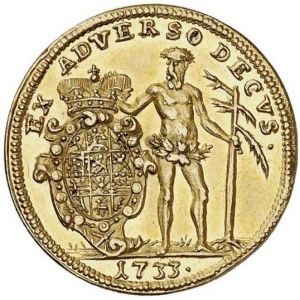 Реверс монеты Брауншвейг-Вольфенбюттель, 1 дукат, 1733