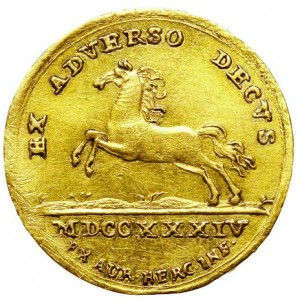 Реверс монеты Брауншвейг-Вольфенбюттель, 1 дукат, 1734