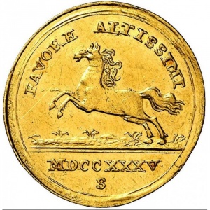 Реверс монеты Брауншвейг-Вольфенбюттель, 1 дукат, 1735, Бюст Фердинанда Альберта II на аверсе