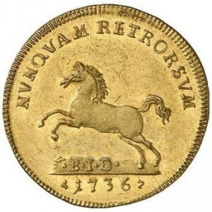 Реверс монеты Брауншвейг-Вольфенбюттель, 1 дукат, 1736