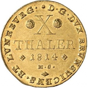 Реверс монеты Брауншвейг-Вольфенбюттель, 10 талеров, 1813-1814