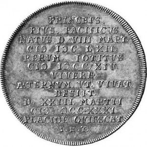 Реверс монеты Брауншвейг-Вольфенбюттель, 1 талер, 1731, Смерть Августа Вильгельма