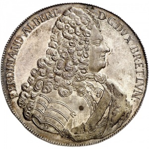 Аверс монеты Брауншвейг-Вольфенбюттель, 1 талер, 1735, Смерть Фердинанда Альбрехта II