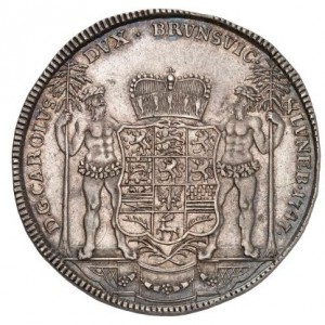 Аверс монеты Брауншвейг-Вольфенбюттель, 1 талер, 1743-1748, Шахта Благость господня