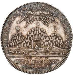 Реверс монеты Брауншвейг-Вольфенбюттель, 1 талер, 1743-1748, Шахта Благость господня