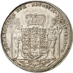 Аверс монеты Брауншвейг-Вольфенбюттель, 1 талер, 1745-1748, Шахта Удача Лаутенхаля
