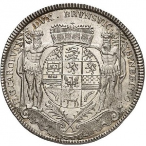 Аверс монеты Брауншвейг-Вольфенбюттель, 1 талер, 1750-1752, Шахта Белый лебедь
