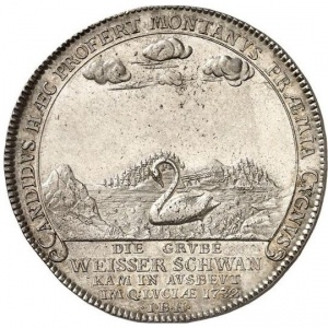 Реверс монеты Брауншвейг-Вольфенбюттель, 1 талер, 1750-1752, Шахта Белый лебедь