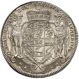 Аверс монеты Брауншвейг-Вольфенбюттель, 1 талер, 1750-1752, Шахта Удача Кроненбурга