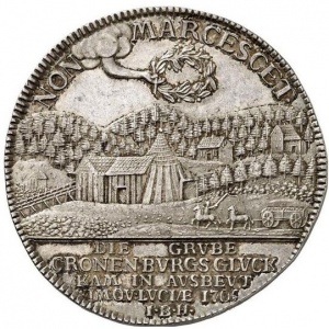 Реверс монеты Брауншвейг-Вольфенбюттель, 1 талер, 1750-1752, Шахта Удача Кроненбурга