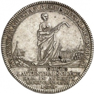 Реверс монеты Брауншвейг-Вольфенбюттель, 1 талер, 1752-1761, Шахта Удача Лаутенхаля