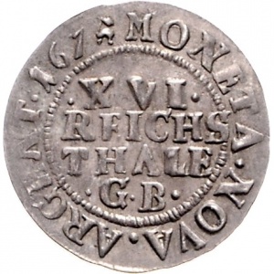 Реверс монеты Брауншвейг-Вольфенбюттель, 1/16 талера, 1671-1678