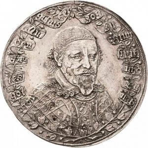 Аверс монеты Брауншвейг-Вольфенбюттель, 1 талер, 1656-1664, Бюст справа на аверсе, герб на реверсе