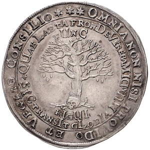Аверс монеты Брауншвейг-Вольфенбюттель, ¼ талера, 1666, Смерть Августа II
