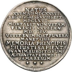 Реверс монеты Брауншвейг-Вольфенбюттель, ¼ талера, 1704, Смерть Рудольфа Августа