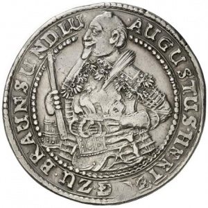 Аверс монеты Брауншвейг-Вольфенбюттель, ½ талера, 1643, Колокольный талер /SIC NISI/