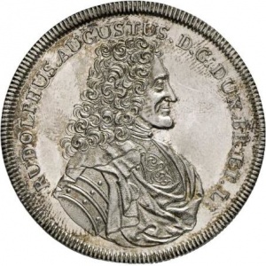 Аверс монеты Брауншвейг-Вольфенбюттель, 1 талер, 1704, Смерть Рудольфа Августа /бюст на аверсе/