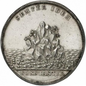 Реверс монеты Брауншвейг-Вольфенбюттель, 1 талер, 1710, Обращение Антона Ульриха в католичество