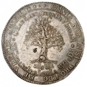 Реверс монеты Брауншвейг-Вольфенбюттель, 6 талеров, 1666, Смерть Августа II