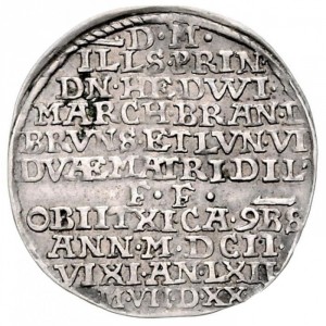 Реверс монеты Брауншвейг-Вольфенбюттель, ⅛ талера, 1602, Смерть Хедвига фон Бранденбург