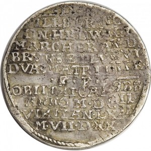 Реверс монеты Брауншвейг-Вольфенбюттель, ¼ талера, 1602, Смерть Хедвига фон Бранденбург
