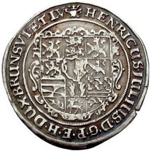 Аверс монеты Брауншвейг-Вольфенбюттель, ¼ талера, 1613, Смерть Генриха Юлиуса