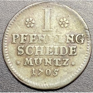 Реверс монеты Брауншвейг-Вольфенбюттель, 1 пфенниг, 1704-1713