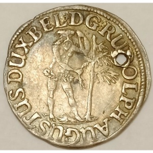 Аверс монеты Брауншвейг-Вольфенбюттель, 4 мариенгроша, 1667-1674, Дикарь не в венке, DG перед именем герцога