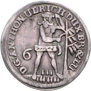 Аверс монеты Брауншвейг-Вольфенбюттель, 6 мариенгрошей, 1705-1711