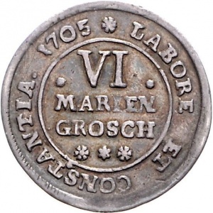 Реверс монеты Брауншвейг-Вольфенбюттель, 6 мариенгрошей, 1705-1711