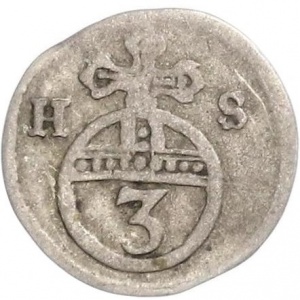 Реверс монеты Брауншвейг-Вольфенбюттель, 3 пфеннига, 1661, 83 года со дня рождения Августа II