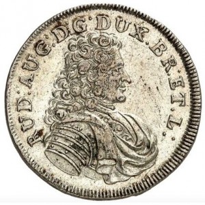 Аверс монеты Брауншвейг-Вольфенбюттель, 2 гроша, 1704, Смерть Герцога Рудольфа Августа