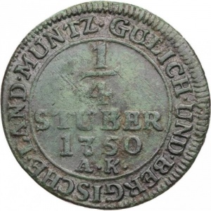 Реверс монеты Герцогство Берг, ¼ штюбера, 1750-1753
