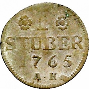 Реверс монеты Герцогство Берг, 1 штюбер, 1765