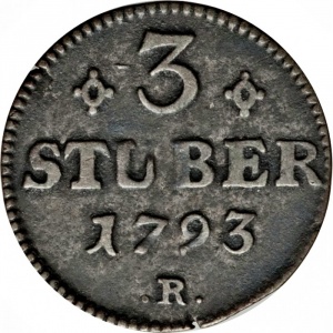 Реверс монеты Герцогство Берг, 3 штюбера, 1792-1794