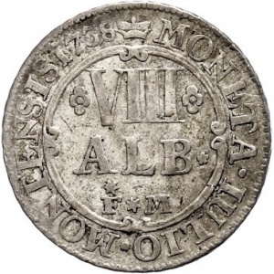 Реверс монеты Герцогство Берг, 8 альбусов, 1738