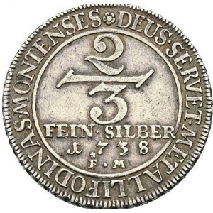 Реверс монеты Герцогство Берг, ⅔ талера, 1738
