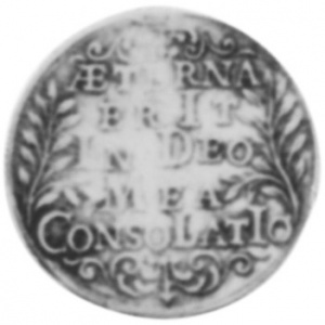 Реверс монеты Герцогство Берг, ¼ талера, 1653, Смерть Вольфганга Вильгельма