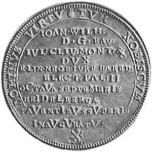 Аверс монеты Герцогство Берг, 1 талер, 1690, Смерть Филиппа Вильгельма